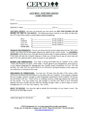 Late Rent Eviction Notice