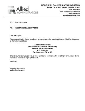 California Kaiser Enrollment Form
