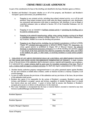 Crime Free Lease Addendum