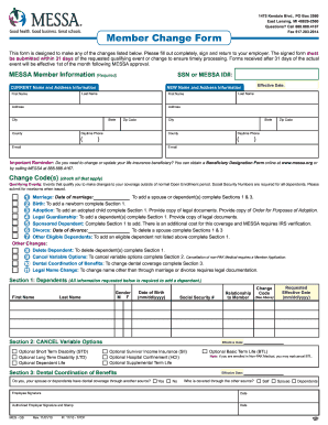 MESSA Member Change Form