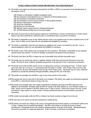Family Obligations Under Housing Voucher Program