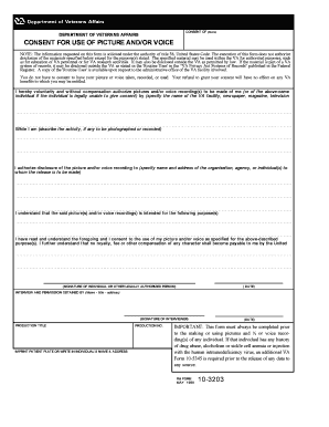 VA Consent for Use of Picture and/or Voice
