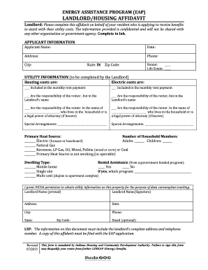 Indiana Landlord Utility Assistance Affidavit