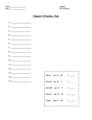 Algebra Chapter 5 Practice Test