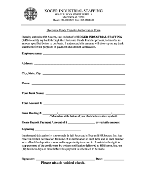 Electronic Funds Transfer Authorization Form
