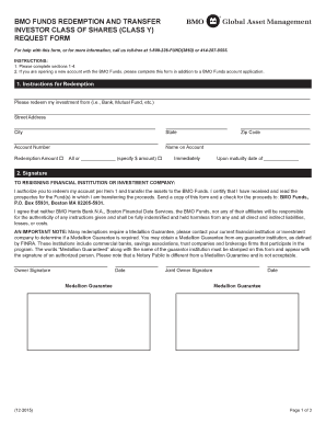 BMO Funds Redemption and Transfer Request Form