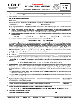 Florida Physical Fitness Assessment Form CJSTC-75B