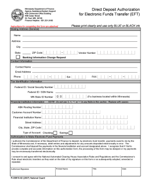 Minnesota Direct Deposit Authorization Form