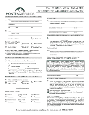IRA Transfer or Direct Rollover Authorization