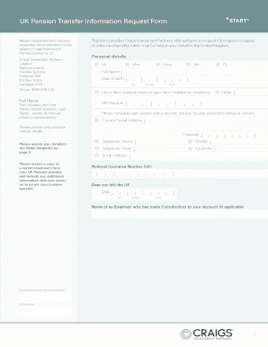 UK Pension Transfer Information Request Form