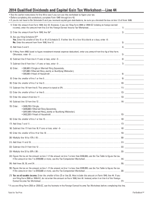 2014 Qualified Dividends and Capital Gain Tax Worksheet