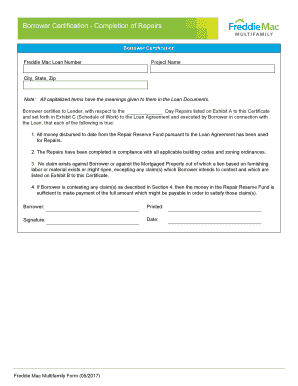 Borrower Certification - Completion of Repairs