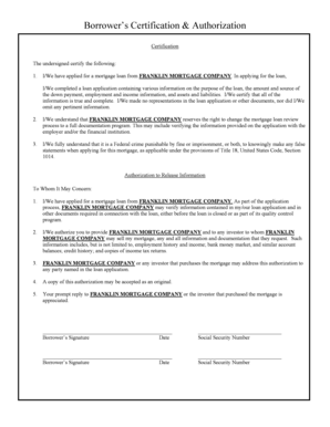 Borrower's Certification & Authorization