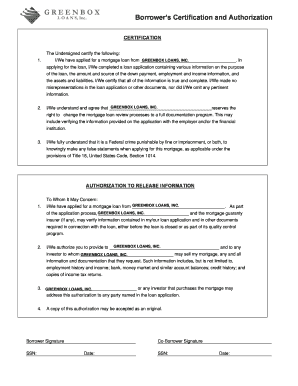 Borrower's Certification and Authorization