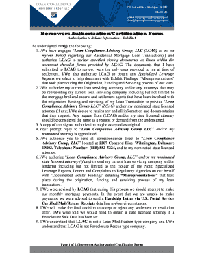 Borrowers Authorization/Certification Form