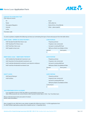 ANZ Home Loan Application Form