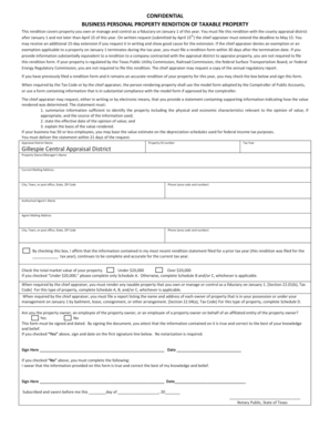 Texas Business Personal Property Rendition Form