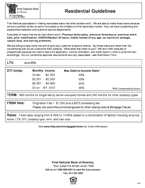 First National Bank Subprime Loan Submission Form