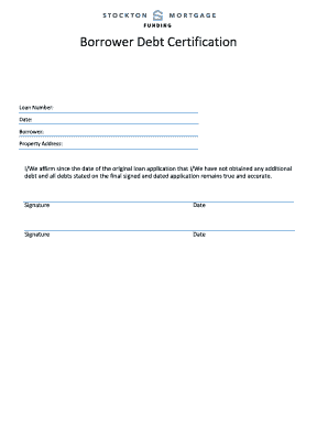 Borrower Debt Certification