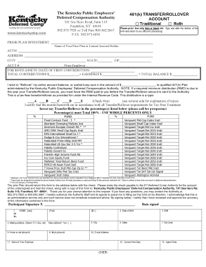 Kentucky Public Employees 401(k) Rollover Form