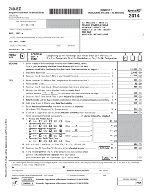 Kentucky 740-EZ Individual Income Tax Return