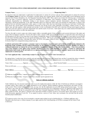 Investigative Consumer Report Disclosure & Consent Form
