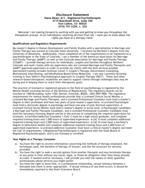 Psychotherapy Disclosure Statement