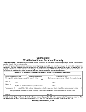 Connecticut Personal Property Declaration Form