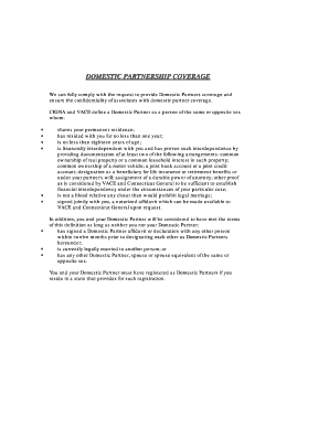 Domestic Partnership Coverage Affidavit