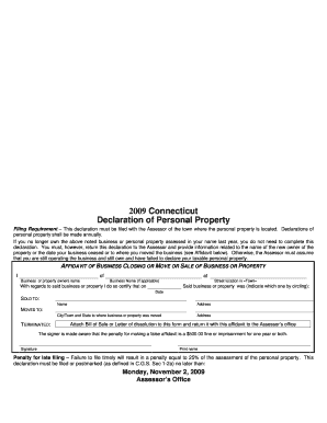 2009 Connecticut Personal Property Declaration