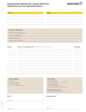Swiss Post DataTransfer Dispatch List