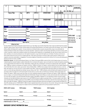 USEF Equestrian Competition Entry Form