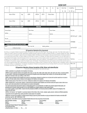 USEF Equestrian Competition Entry Form
