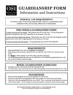 International Guardianship Form for Minors