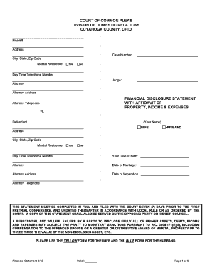 Ohio Financial Disclosure Statement