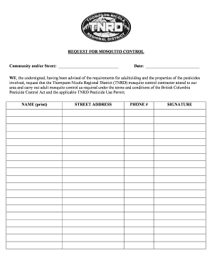 Mosquito Control Request Form