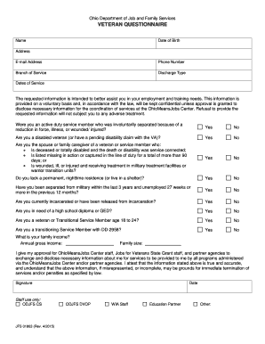 Ohio Veteran Questionnaire
