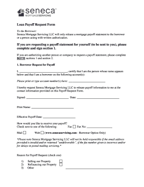 Loan Payoff Request Form