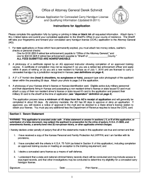 Kansas Concealed Carry Handgun License Application