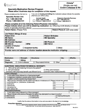 Cimzia Specialty Medication Review Form