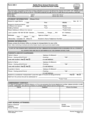 Alberta Student Registration Form 320-1