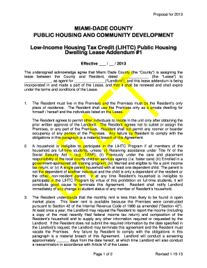 Low-Income Housing Tax Credit Lease Addendum