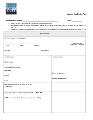 Vacancy Application Form