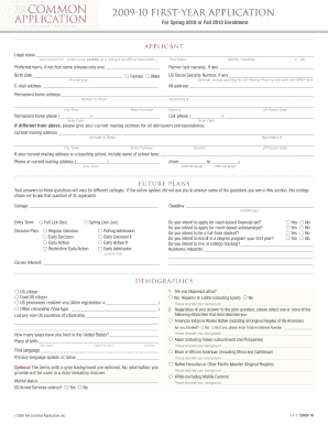 2009-10 First-year Application Form