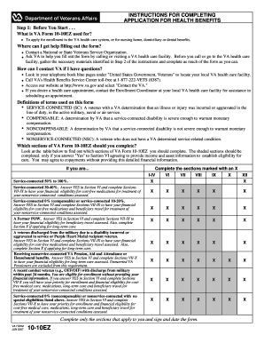 VA Form 10-10EZ Application for Health Benefits