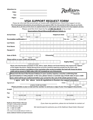 Visa Support Request Form