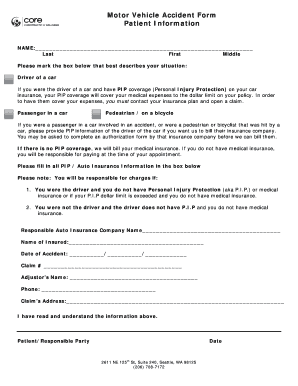 Motor Vehicle Accident Form