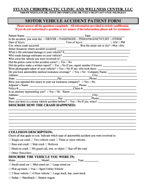 Motor Vehicle Accident Patient Form