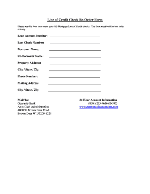 Line of Credit Check Re-Order Form