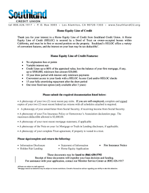 California Home Equity Line of Credit Application